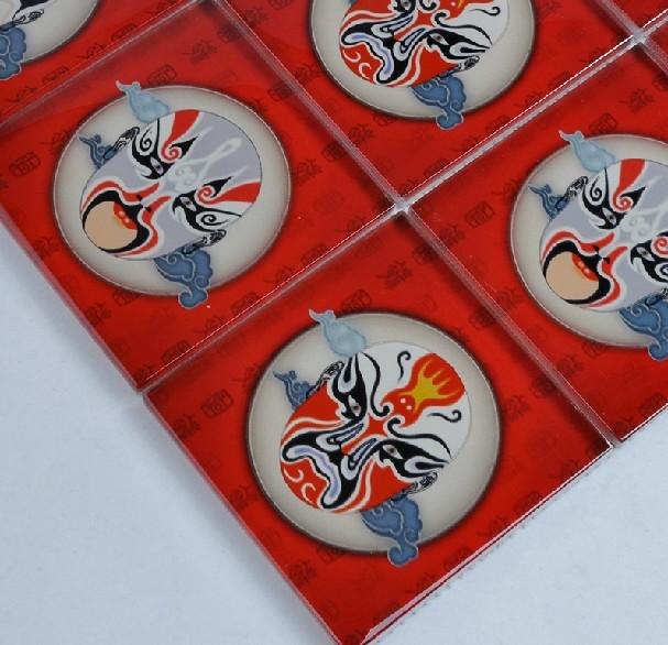 豆豆 水晶玻璃艺术红色中国风脸谱马赛克