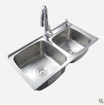 厨房水槽 sus304不锈钢 双槽洗菜盆套餐一体拉