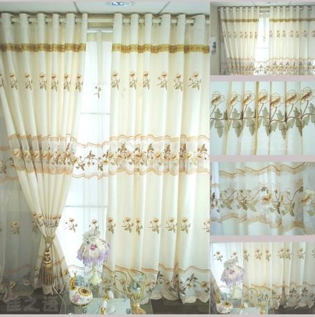 高档正品水绒绣花窗纱提花窗连卧室/客厅成品窗帘定制
