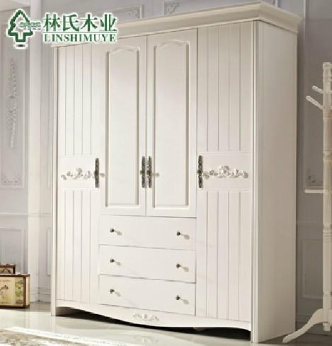 韩式田园风格实木衣柜卧室立柜四门开门整体大衣橱家具