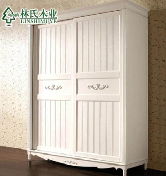 韩式田园风格实木衣柜 卧室推拉门整体大衣橱家具