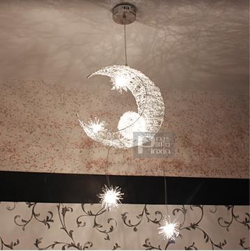 铝线铝丝吊灯星星月亮灯具卧室餐厅简约卧室儿童灯饰