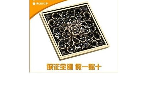 欧式雕花青古铜大流量全铜防臭防虫反溢水仿古艺术地漏